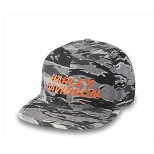 NWT‎ Harley-Davidson Racing Faster Adjustable Snap Back Hat in Camo Griffin Grey
